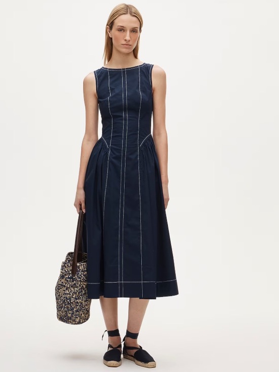 J. Crew Dresses & Skirts - NWT J. Crew Navy Midi Dress with Contrast Stitching